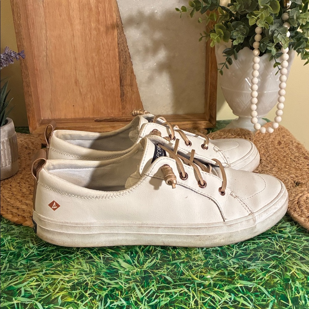 Sperry Women's Crest Vibe White Leather Casual Sneakers - Picture 5 of 13